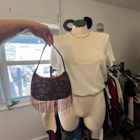 Preston & York Colorful Hand Beaded Floral Tassel Fringe Shoulder Bag NEW - Picture 8 of 16